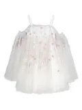 MAISON AVA embroidered beaded tulle dress - White