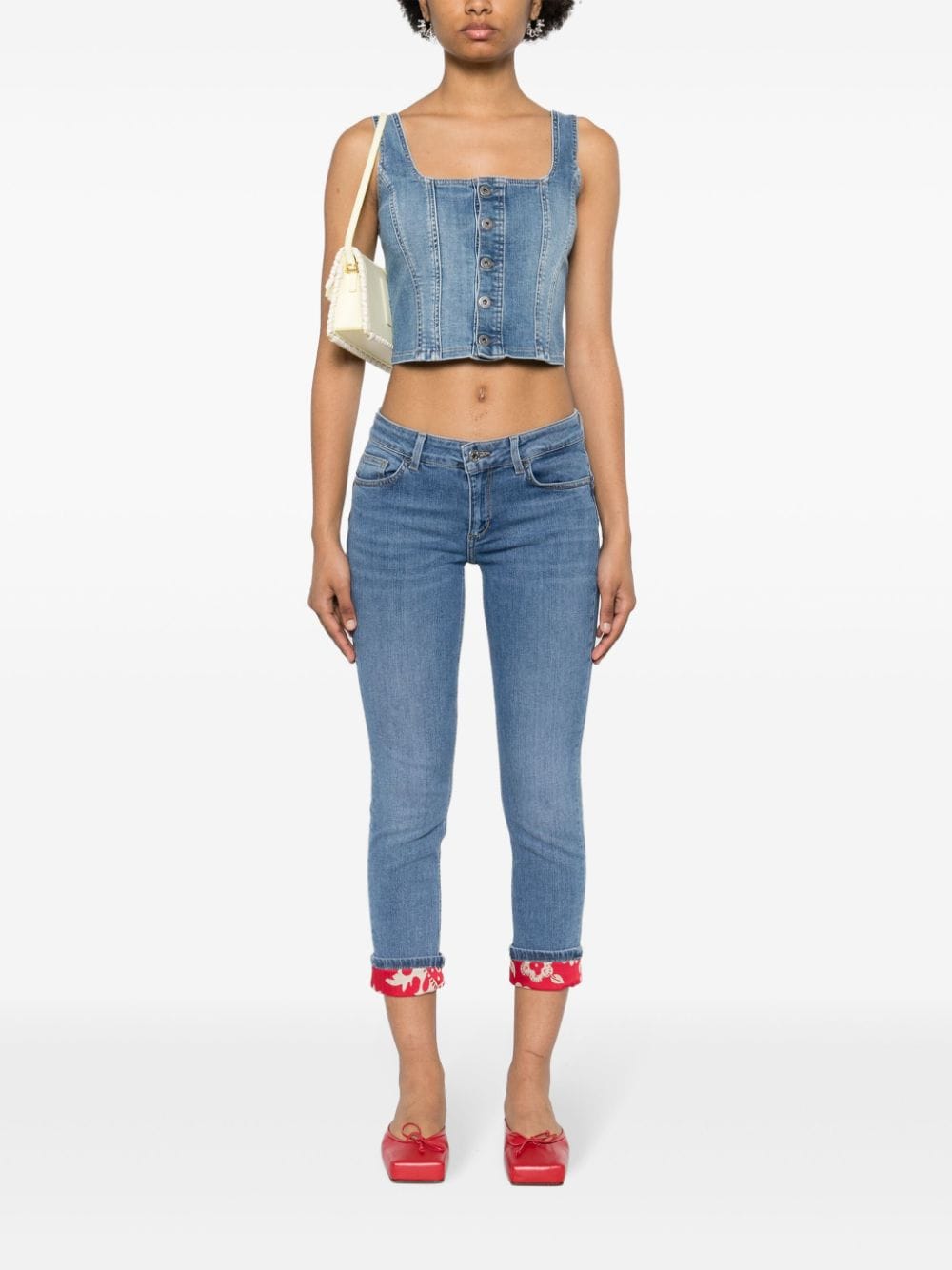 Shop Liu •jo Cropped Skinny Jeans In Blue