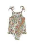 ETRO KIDS floral-print shirred swimsuit - White