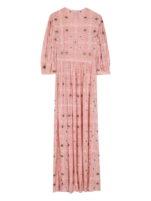 Hayley Menzies Stud-embellished Printed Midi Dress - Pink