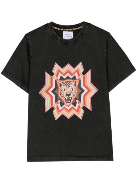 Hayley Menzies Psychedelic Leopard T-Shirt mit Acid-Wash-Effekt