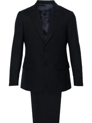 Giorgio Armani ノッチドラペル シングルスーツ | ブルー | FARFETCH JP