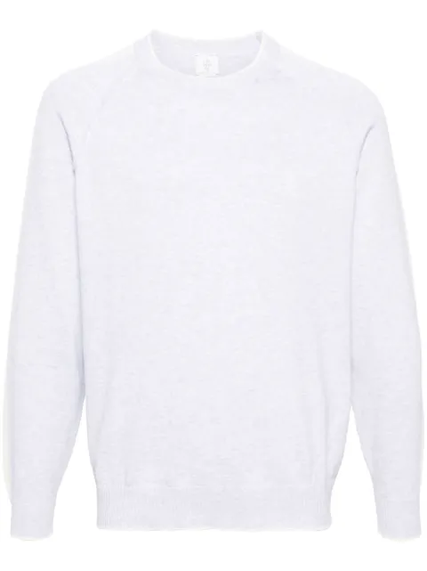 Eleventy stripe-detail cotton jumper
