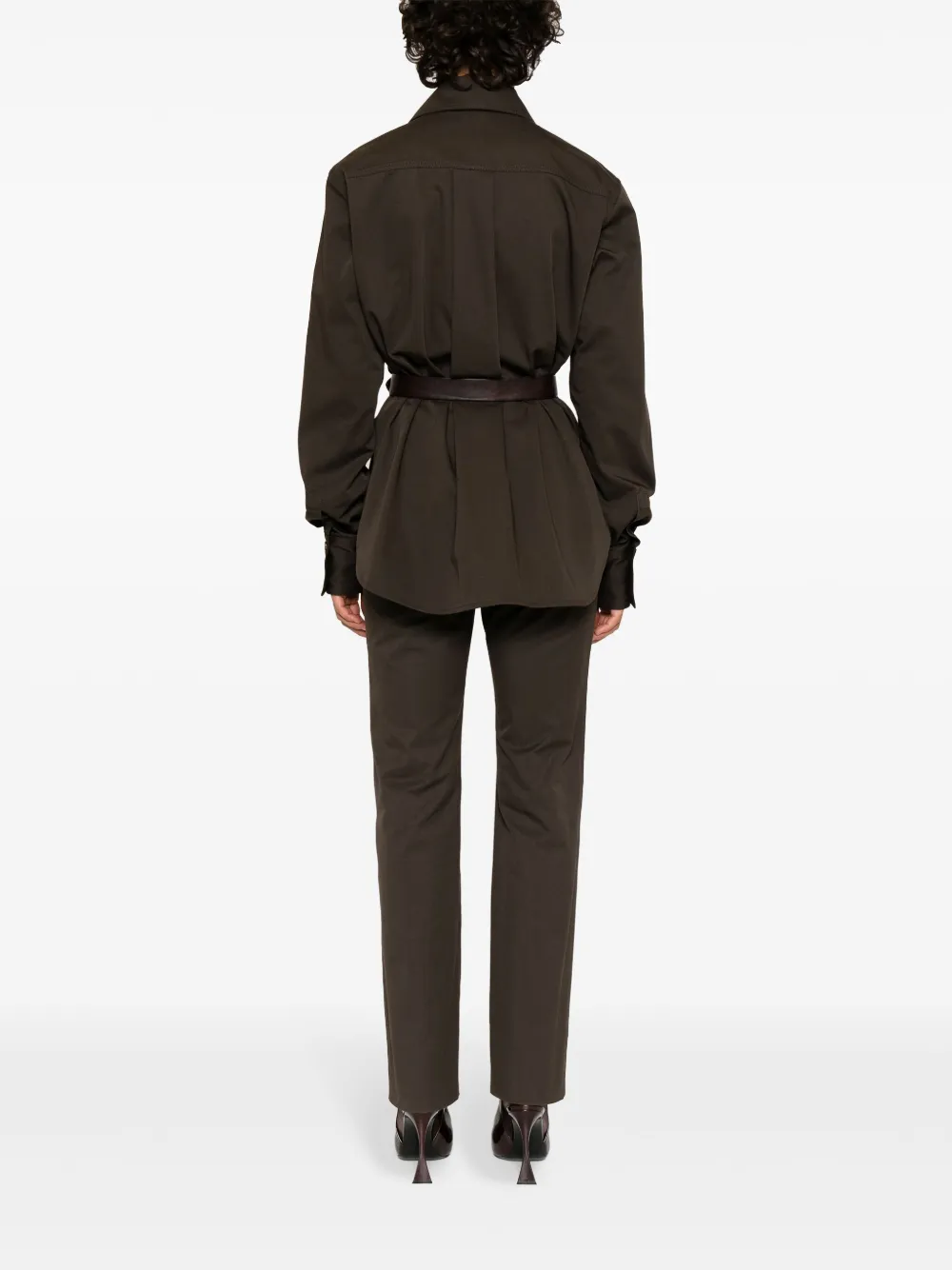 SAINT LAURENT BELTED COTTON OVERSHIRT 