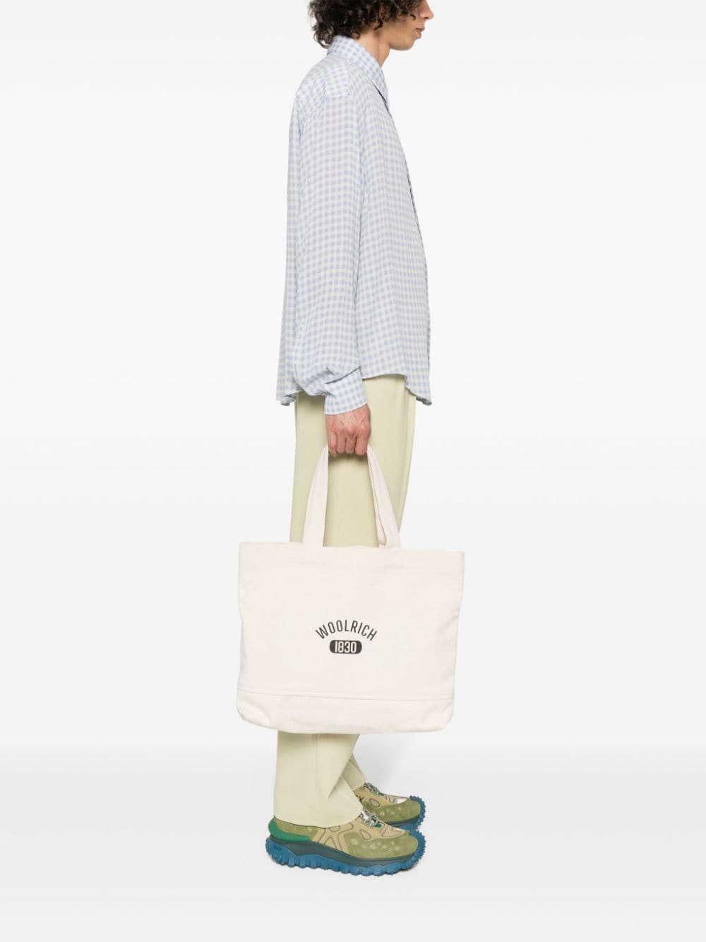 Shop Woolrich Logo-print Canvas Tote Bag In Neutrals