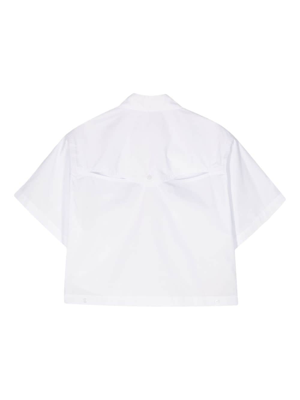 Shop Pinko Short-sleeve Panelled Cotton Shirt In White