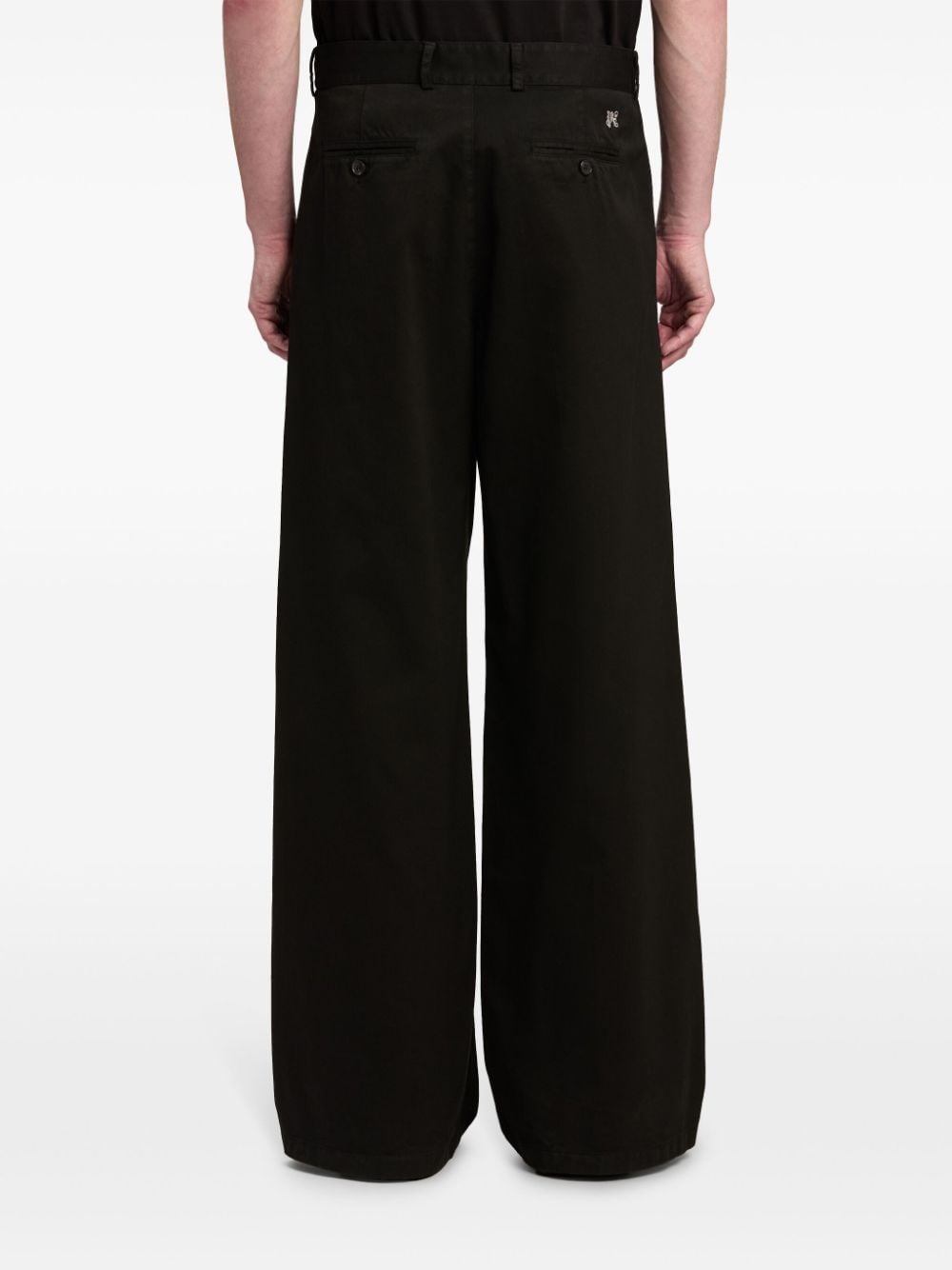 Shop Palm Angels Monogram Straight-leg Trousers In Black