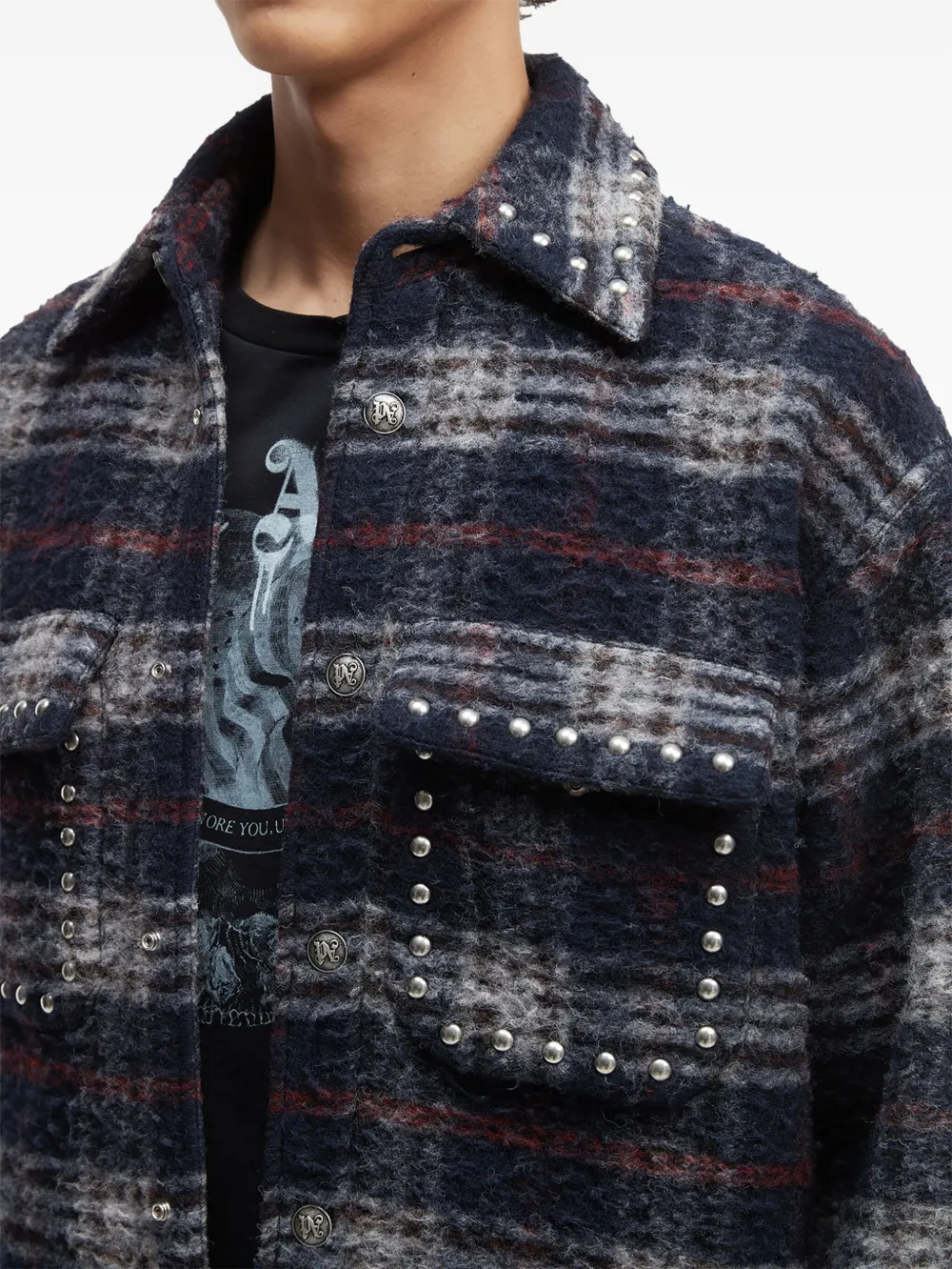 Palm Angels Geruit shirtjack Blauw