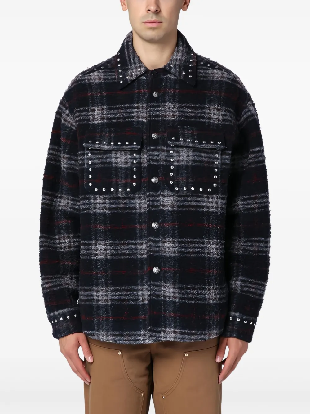 Palm Angels Geruit shirtjack Blauw
