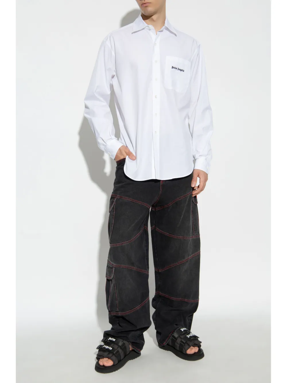 Palm Angels Overhemd met geborduurd logo Wit