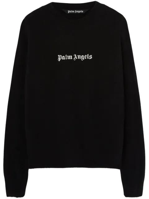 Palm Angels كنزة مطرزة برقبة مستديرة