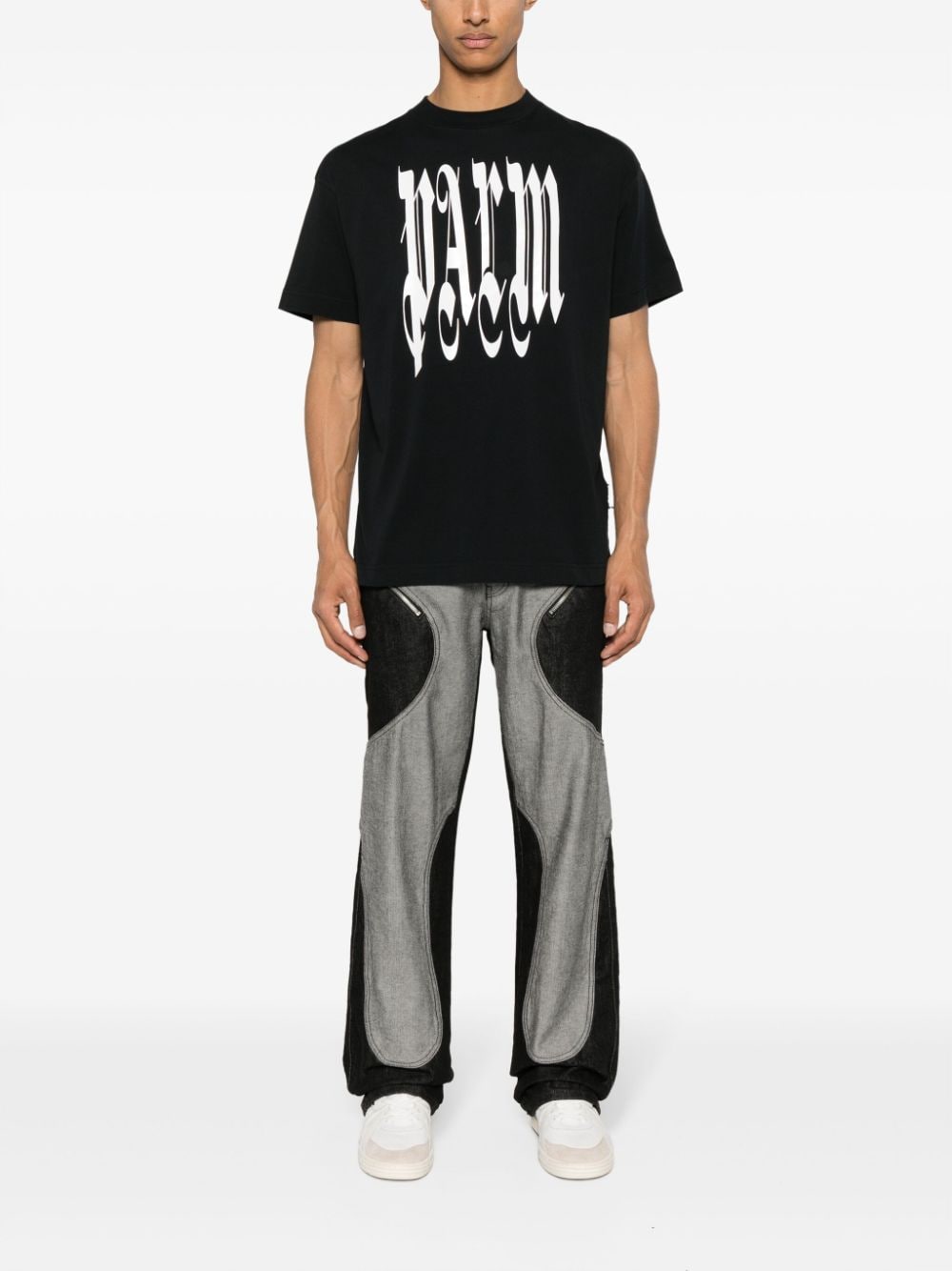 Shop Palm Angels Gothic Logo-print T-shirt In Black