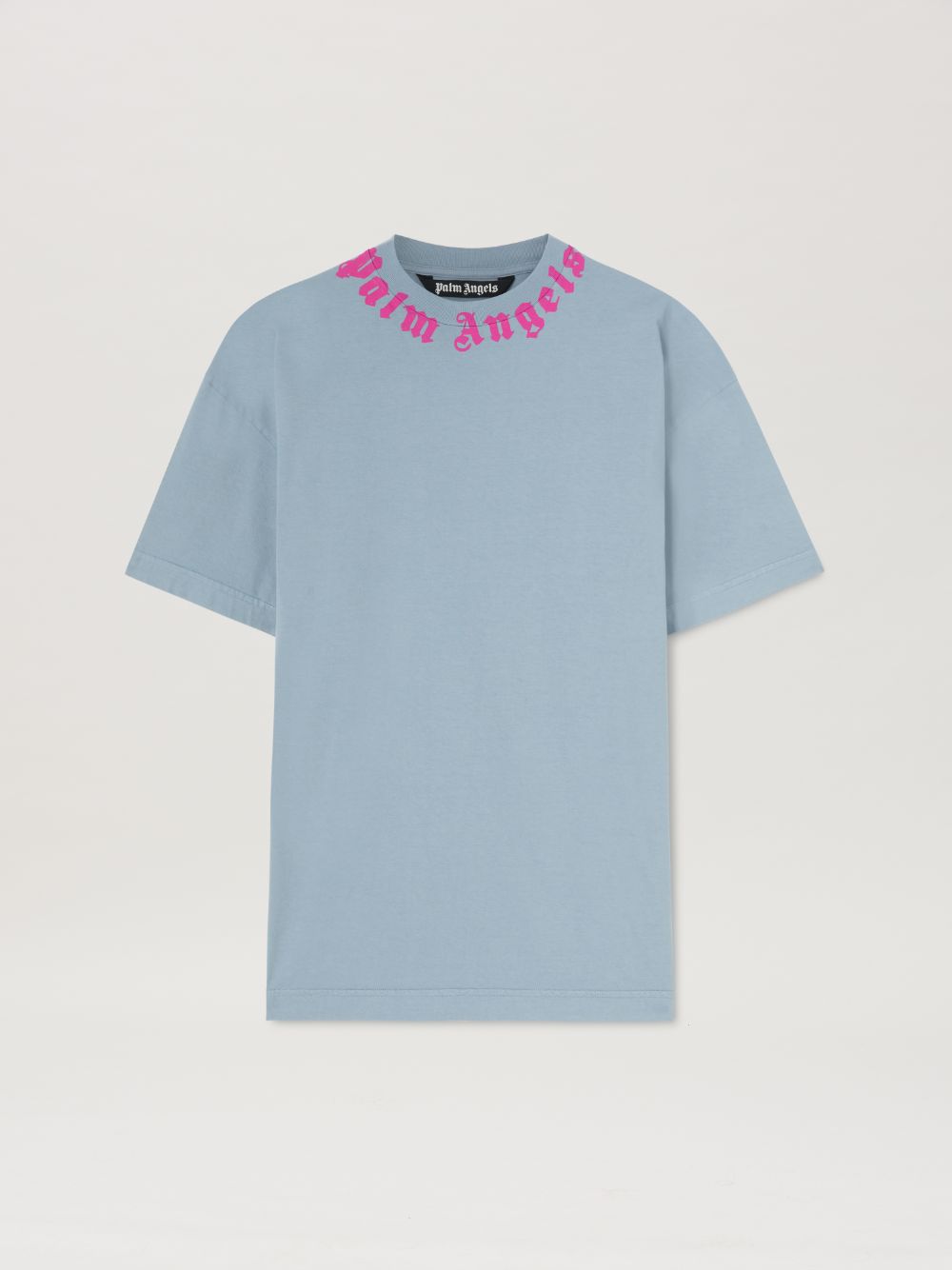 Shop Palm Angels Neck Logo T-shirt In Grey