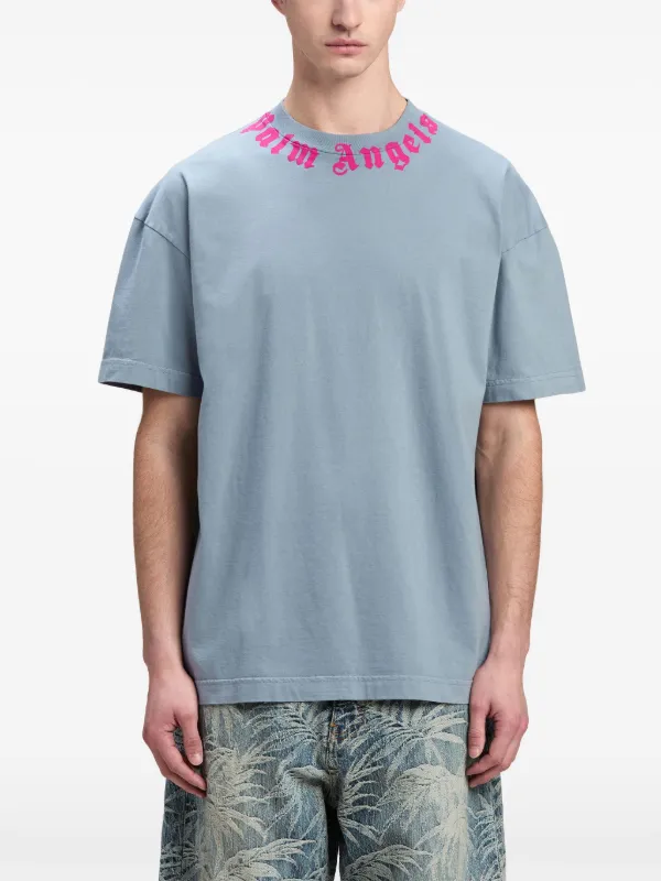 Palm Angels logo-print Cotton T-shirt | Grey | FARFETCH