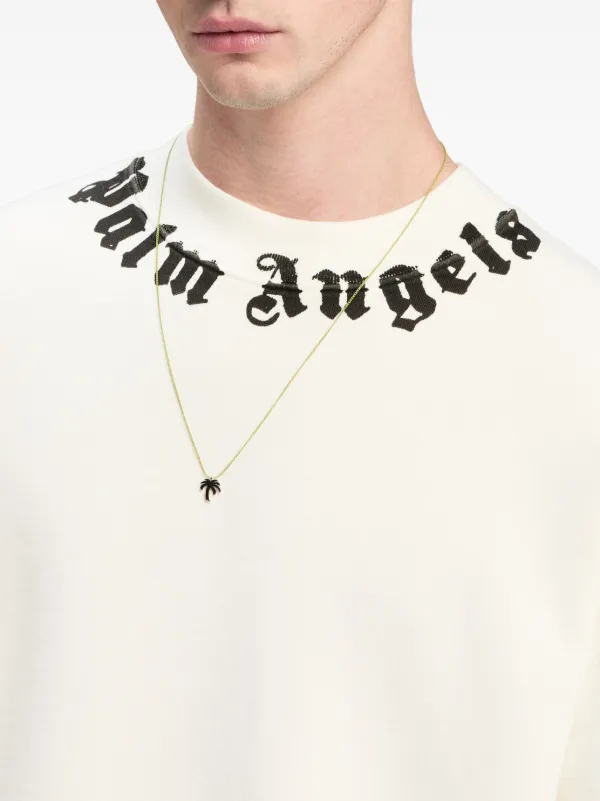 Palm Angels logo-print Cotton Sweatshirt | White | FARFETCH JO