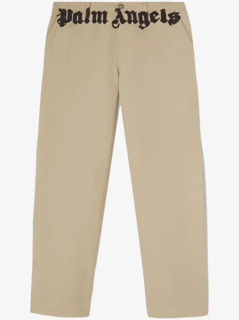 Palm Angels logo-print cotton chinos