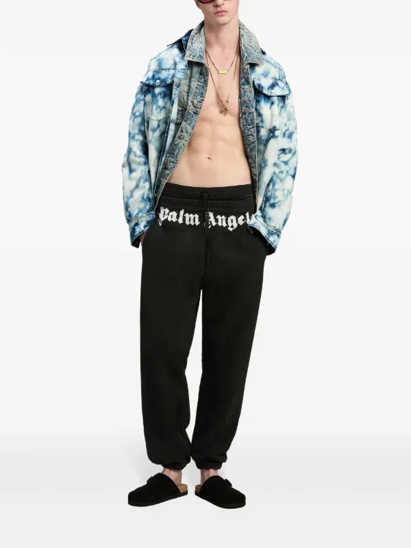 Palm Angels PMBB126F23FLE0021025 関税送料込 Palm Angels logo-embroidered zip-up Jacket | Black | FARFETCH