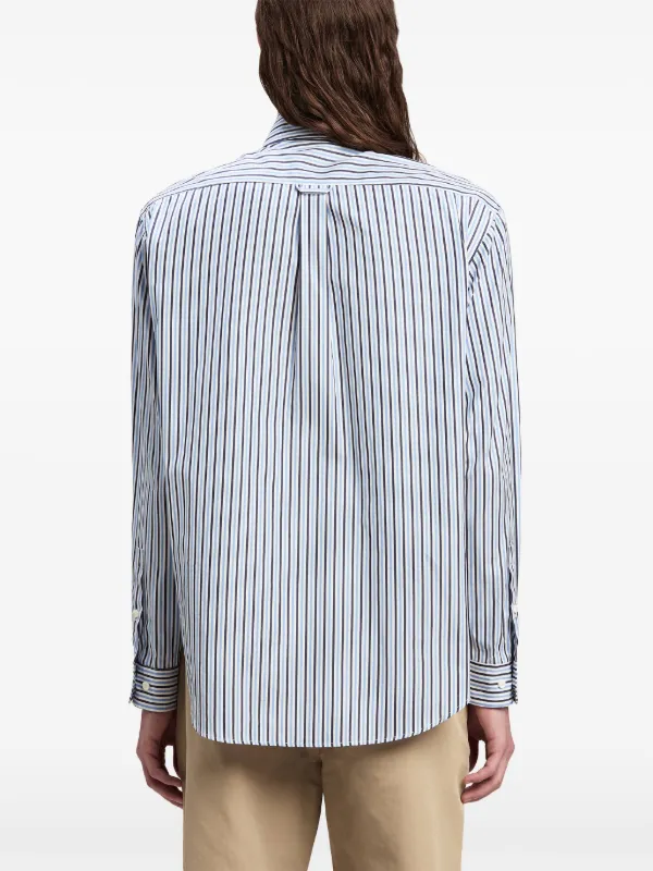 Palm Angels logo-print Striped Cotton Shirt | Blue | FARFETCH