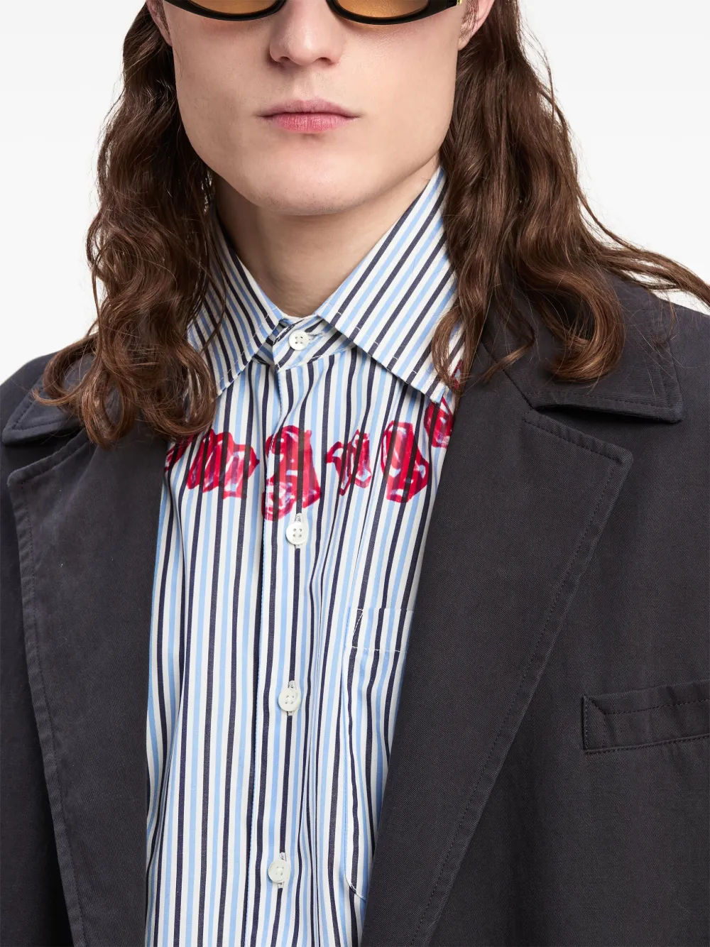 PALM ANGELS ストライプシャツジャケット Palm Angels ストライプ シャツ | ブルー | FARFETCH JP