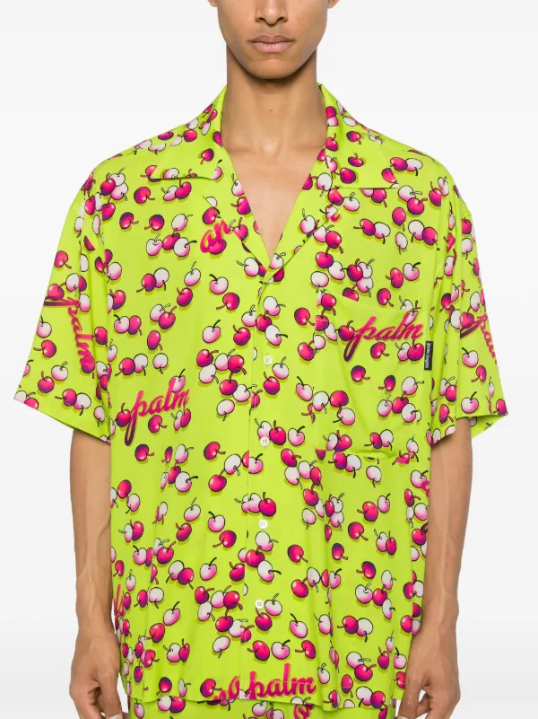 Palm Angels cherry-print Shirt | Yellow | FARFETCH JO