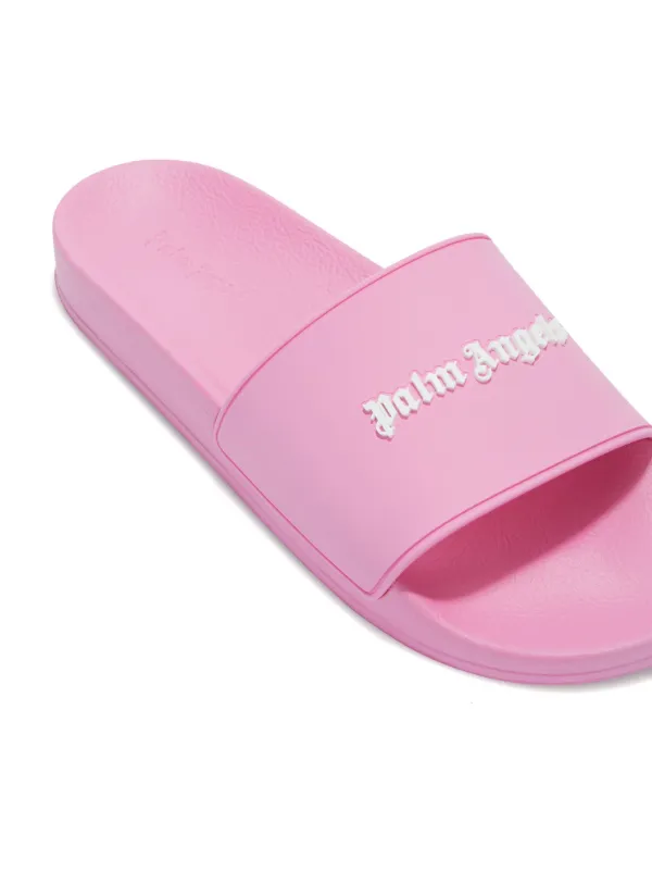 Palm Angels logo-embossed Pool Slides | Pink | FARFETCH