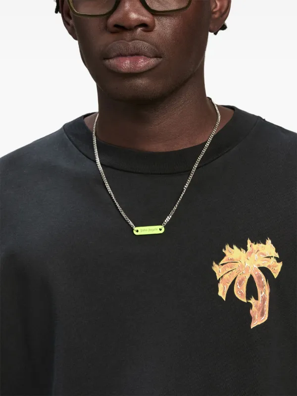 palm angels ドッグタグ ネックレス Palm Angels logo-plate Necklace | Silver | FARFETCH