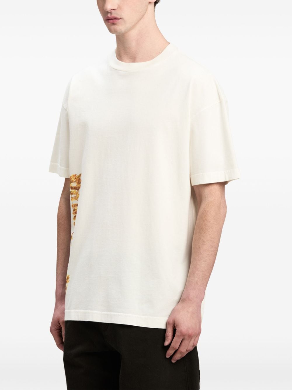 Shop Palm Angels Graphic-print Cotton T-shirt In Neutrals