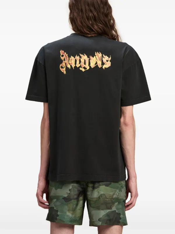 Palm Angels logo-print Cotton T-shirt | Black | FARFETCH JO