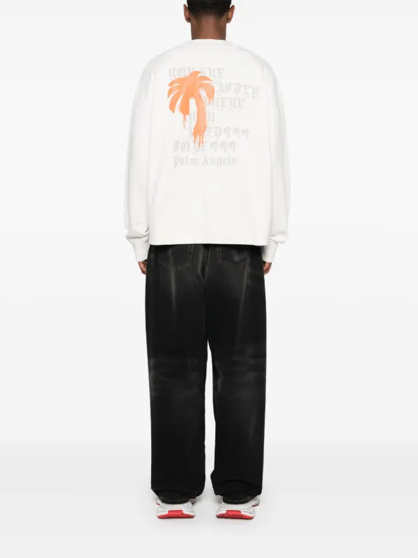 スウェット・トレーナー PALM ANGELS COTTON SWEATSHIRT WITH MONOGRAM LOGO Palm Angels monogram-print Cotton Sweatshirt | Neutrals
