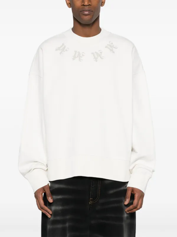 スウェット・トレーナー PALM ANGELS COTTON SWEATSHIRT WITH MONOGRAM LOGO Palm Angels monogram-print Cotton Sweatshirt | Neutrals