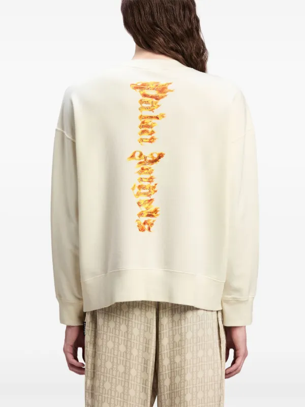 Palm Angels Burning Palm Cotton Sweatshirt | Neutrals