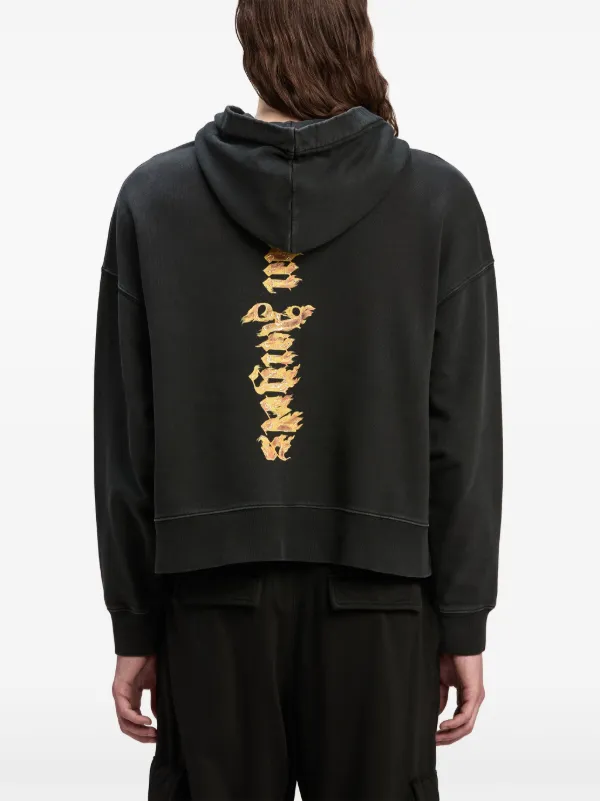 Palm Angels Burning Palm Cotton Hoodie Black FARFETCH AM