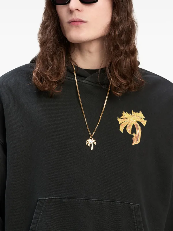 【関税＆送料込み】Palm Angels 'Burning Palm' Black Cotton Palm Angels Burning Palm Cotton Hoodie | Black | FARFETCH