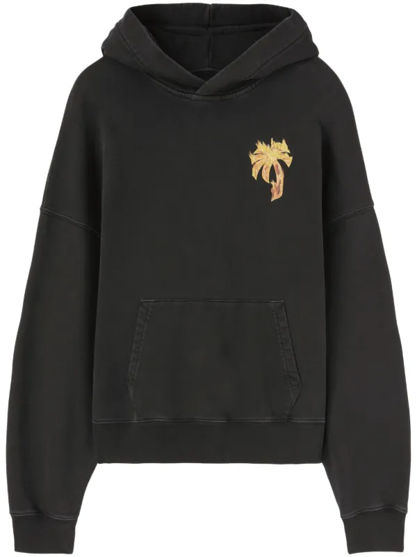 パーカー・フーディ PALM ANGELS Men Hoodies PMBB126E23FLE002 1003 Black Palm Angels logo-embroidered Cotton Hoodie | Black | FARFETCH