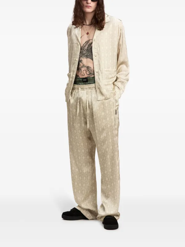 【関税＆送料込み】Palm Angels Monogram Jacquard Knit Trous Palm Angels monogram-jacquard Knitted Trousers | Neutrals