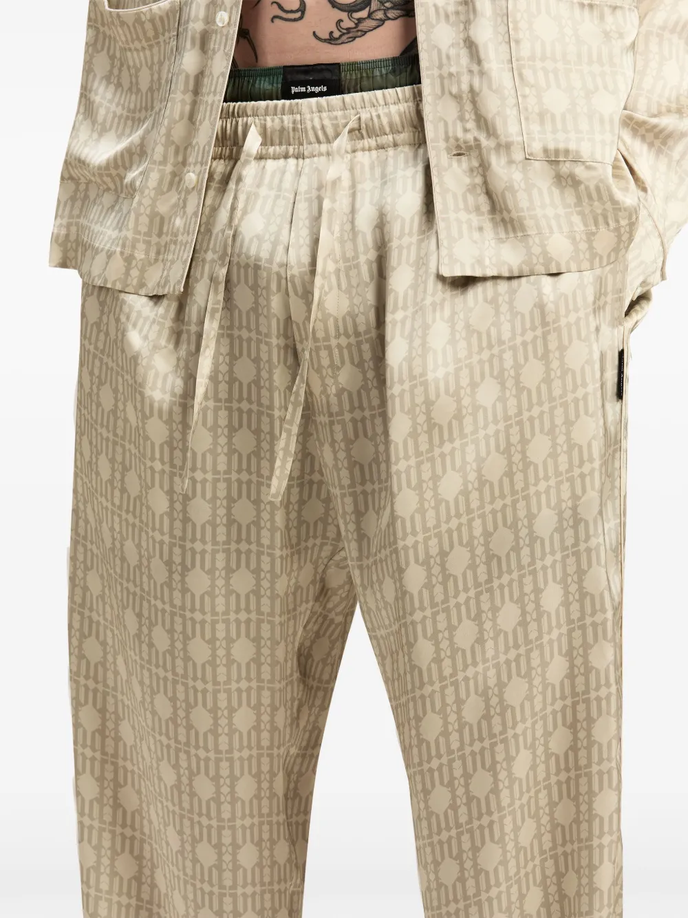 【関税＆送料込み】Palm Angels Monogram Jacquard Knit Trous Palm Angels monogram-jacquard Knitted Trousers | Neutrals