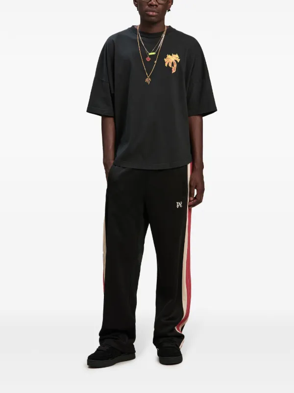 Palm Angels monogram-embroidered Track Pants | Black | FARFETCH