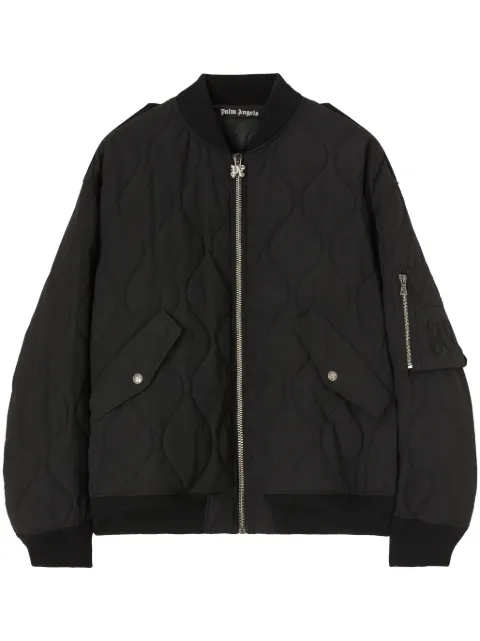 Palm Angels logo-appliqué quilted bomber jacket 