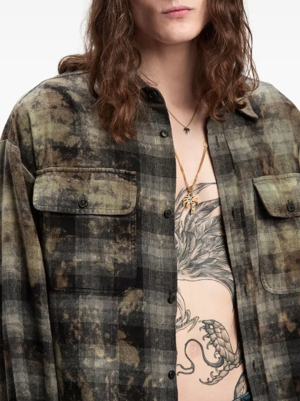 Palm Angels logo-print check-pattern Shirt | Grey | FARFETCH