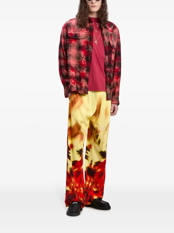 Tシャツ・カットソー Palm Angels FW24 PLAID SHIRT (PMGE043 F24FAB0016003) Palm Angels logo-print Plaid Shirt | Red | FARFETCH