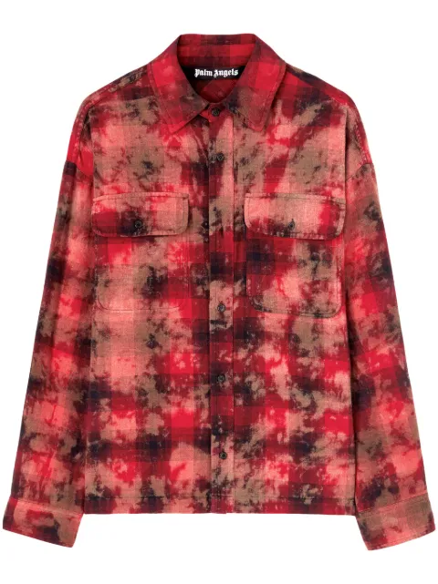 Palm Angels logo-print plaid shirt