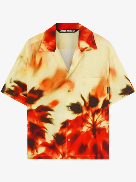 Palm Angels abstract-print notched-collar shirt