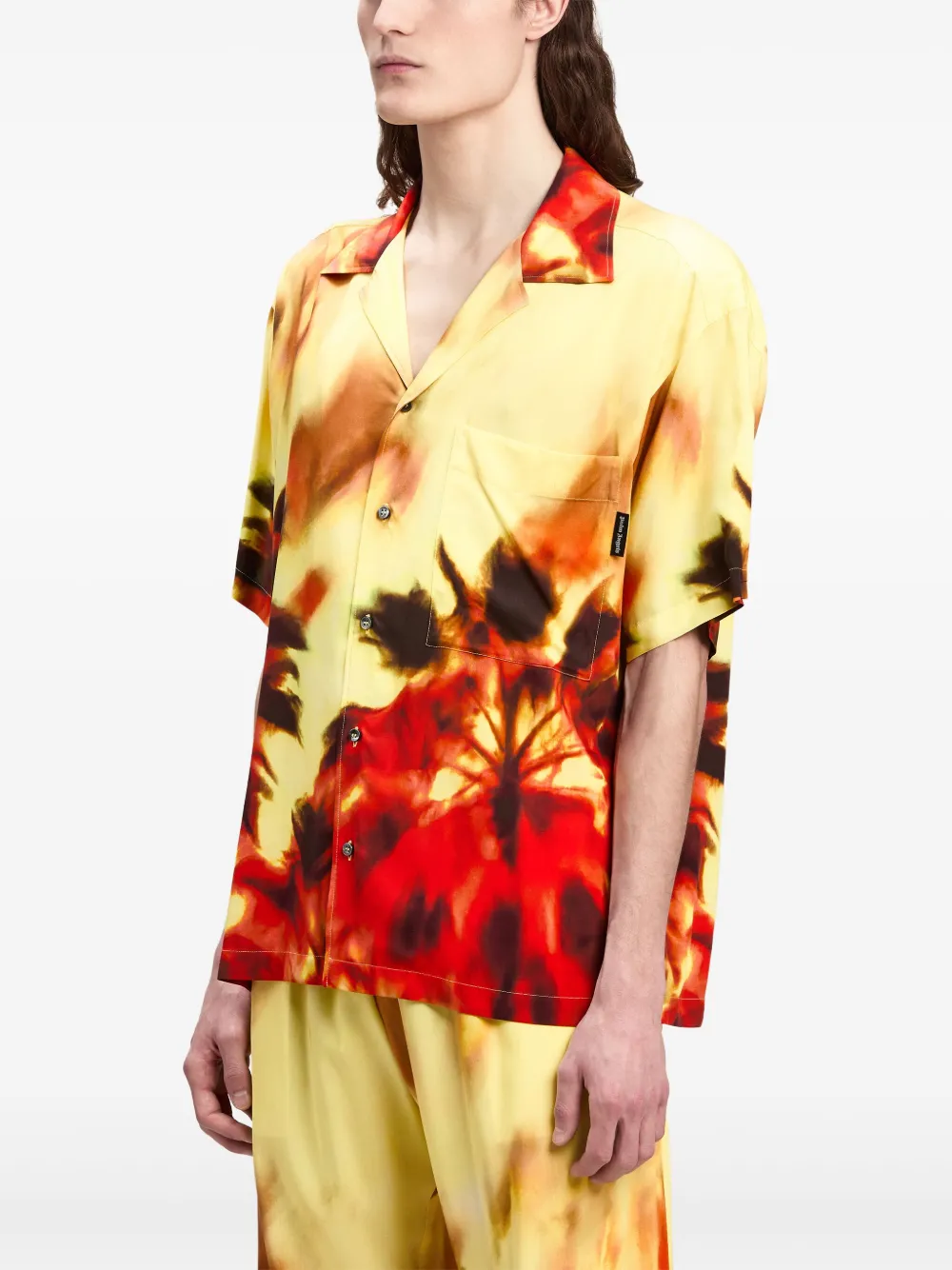 PALM ANGELS ABSTRACT-PRINT NOTCHED-COLLAR SHIRT