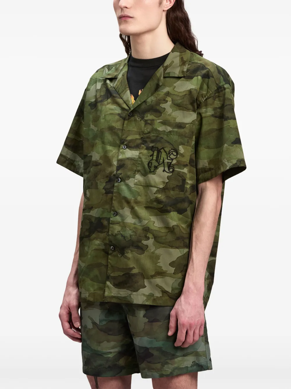 Palm Angels Katoenen overhemd met camouflageprint Groen