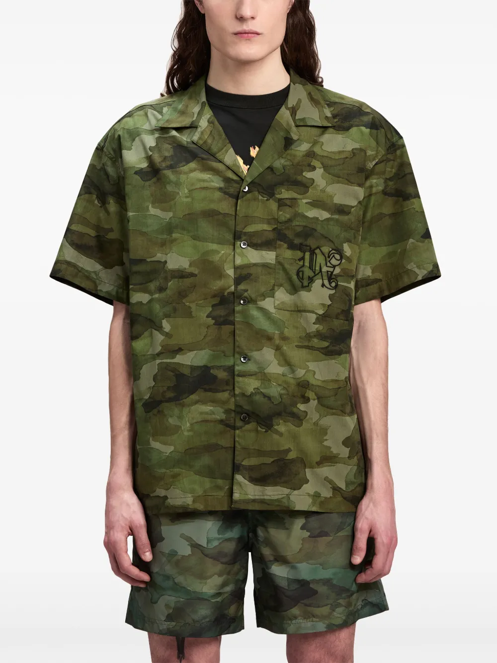 Palm Angels Katoenen overhemd met camouflageprint Groen