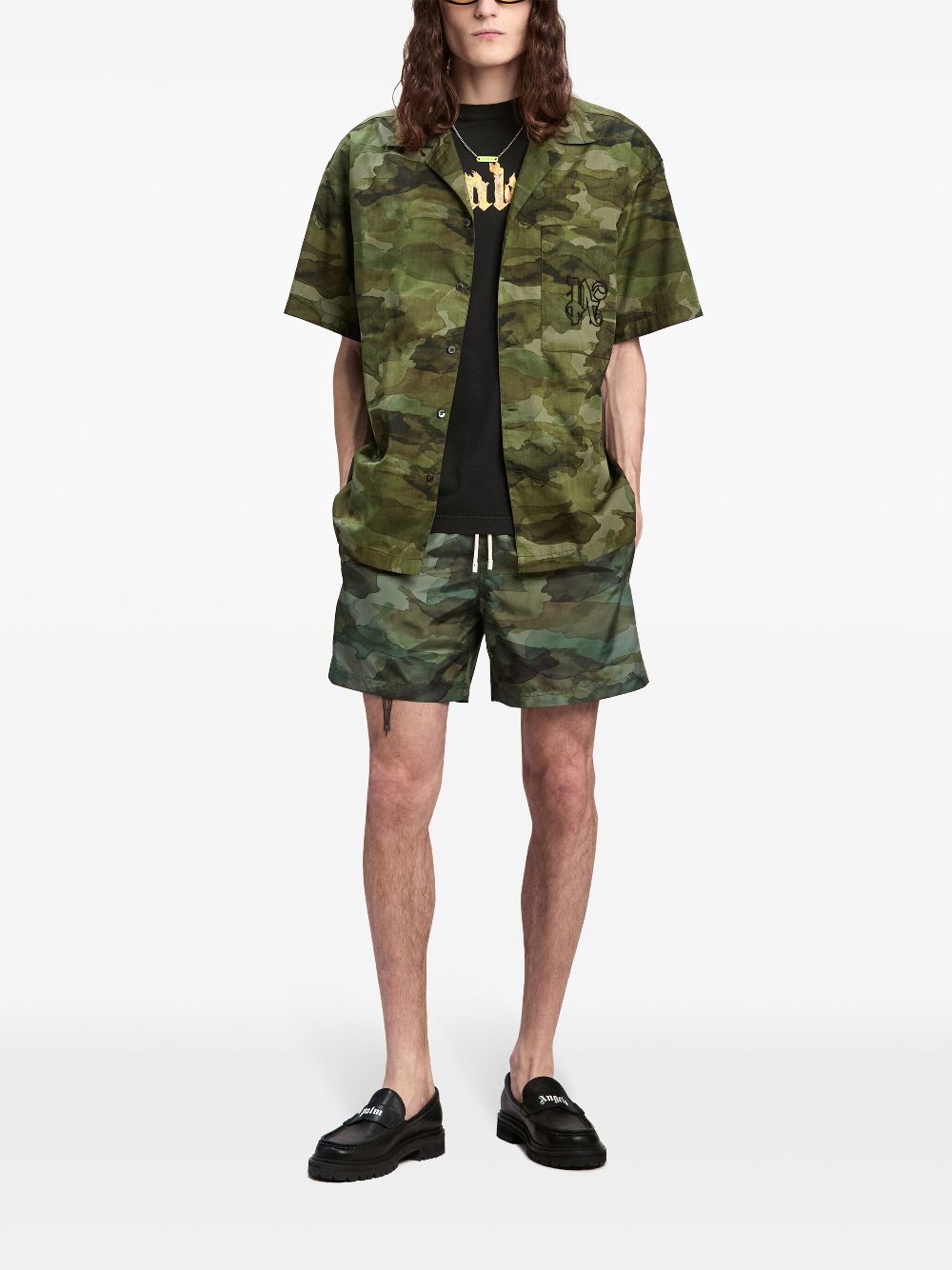 Palm Angels camouflage-print cotton shirt - Green