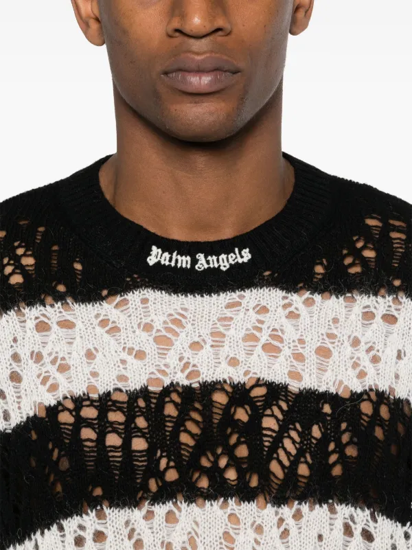 Palm Angels logo-embroidered open-knit Jumper | Black | FARFETCH PL