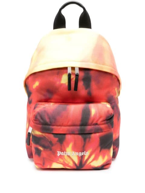 Palm Angels On Fire-print logo-embroidered backpack