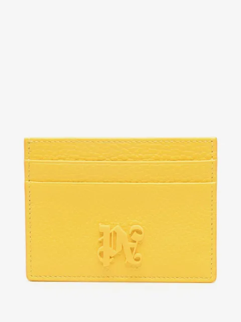 Palm Angels logo-plaque leather cardholder