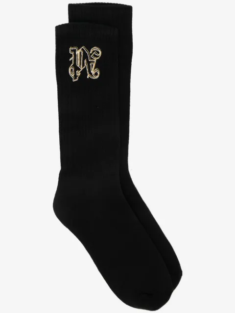 Palm Angels logo-embroidered ribbed socks